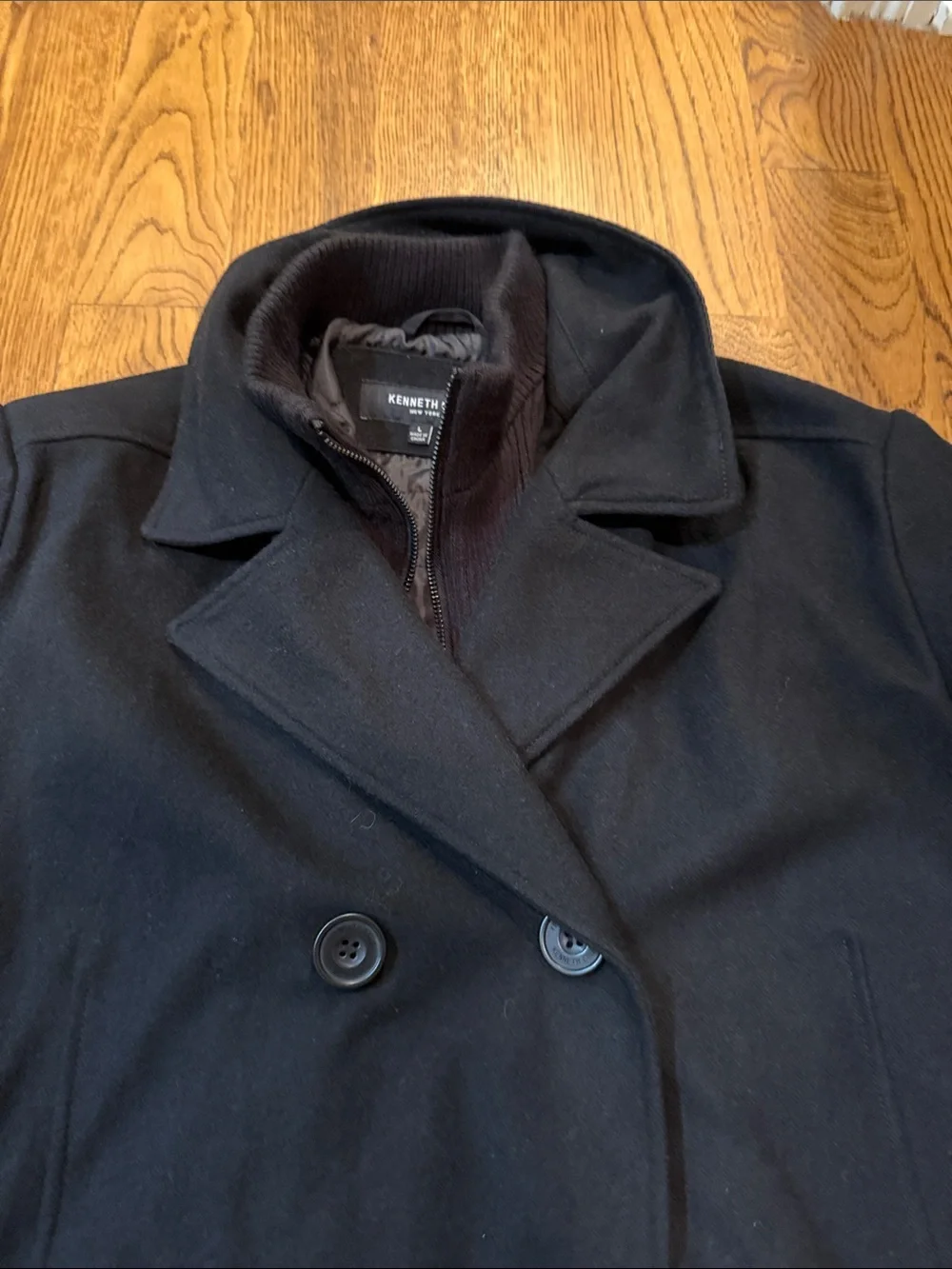 Kenneth Cole Reaction Black Double-Breasted Peacoat